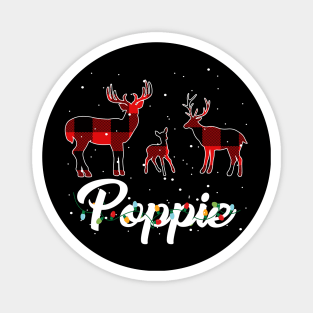 Poppie Reindeer Plaid Pajama Shirt Family Christmas Magnet